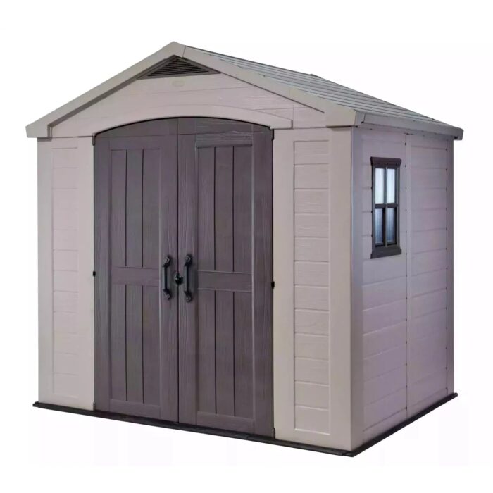 Keter 8’x6′ Factor Heavy Duty Plastic Garden Shed – Beige-oakleysgardenmachine- Free shipping