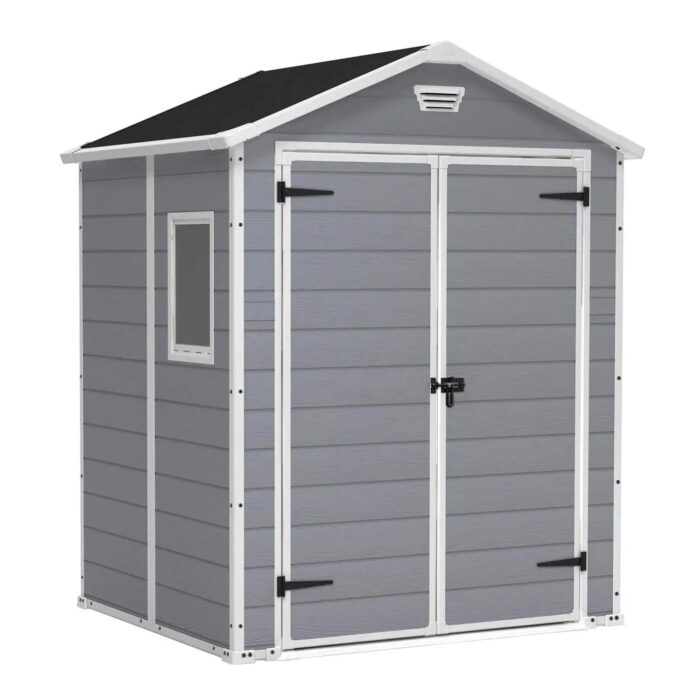 Keter 6′ x 5′ Manor Plastic Garden Storage Shed – Grey-oakleysgardenmachine- Free shipping