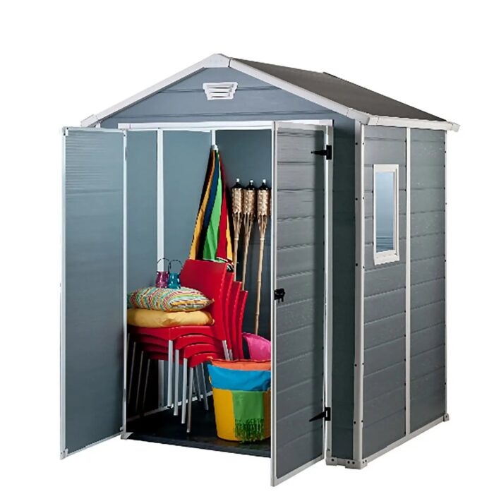 Keter 6′ x 5′ Manor Plastic Garden Storage Shed – Grey-oakleysgardenmachine- Free shipping