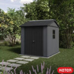 Keter 7′ x 7.5′ Newton Plus Side Entry Plastic Shed – Dark Grey-oakleysgardenmachine- Free shipping