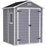 Keter 6′ x 5′ Manor Plastic Garden Storage Shed – Grey-oakleysgardenmachine- Free shipping