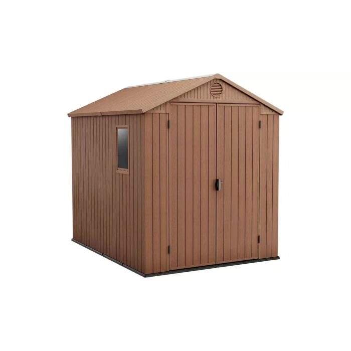 Keter 6’x8′ Darwin Heavy Duty Plastic Garden Shed – Brown-oakleysgardenmachine- Free shipping