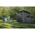 Keter 7’x 7′ Cortina Heavy Duty Plastic Pent Shed – Dark Grey-oakleysgardenmachine- Free shipping