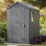 Keter 4’x6′ Darwin Heavy Duty Plastic Garden Shed – Grey-oakleysgardenmachine- Free shipping