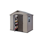 Keter 8’x6′ Factor Heavy Duty Plastic Garden Shed – Beige-oakleysgardenmachine- Free shipping