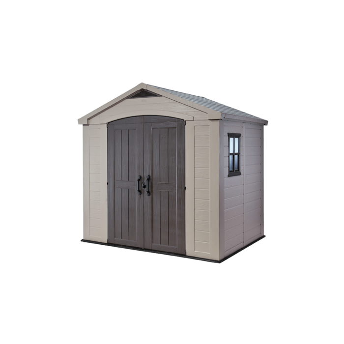 Keter 8’x6′ Factor Heavy Duty Plastic Garden Shed – Beige-oakleysgardenmachine- Free shipping