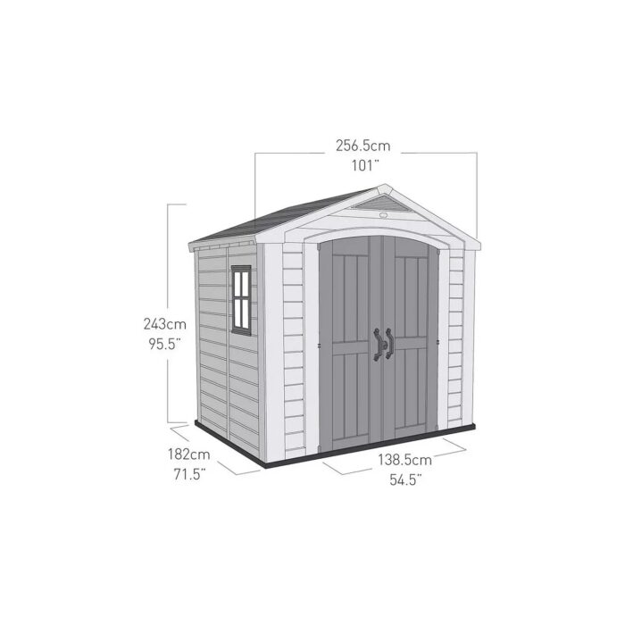 Keter 8’x6′ Factor Heavy Duty Plastic Garden Shed – Beige-oakleysgardenmachine- Free shipping