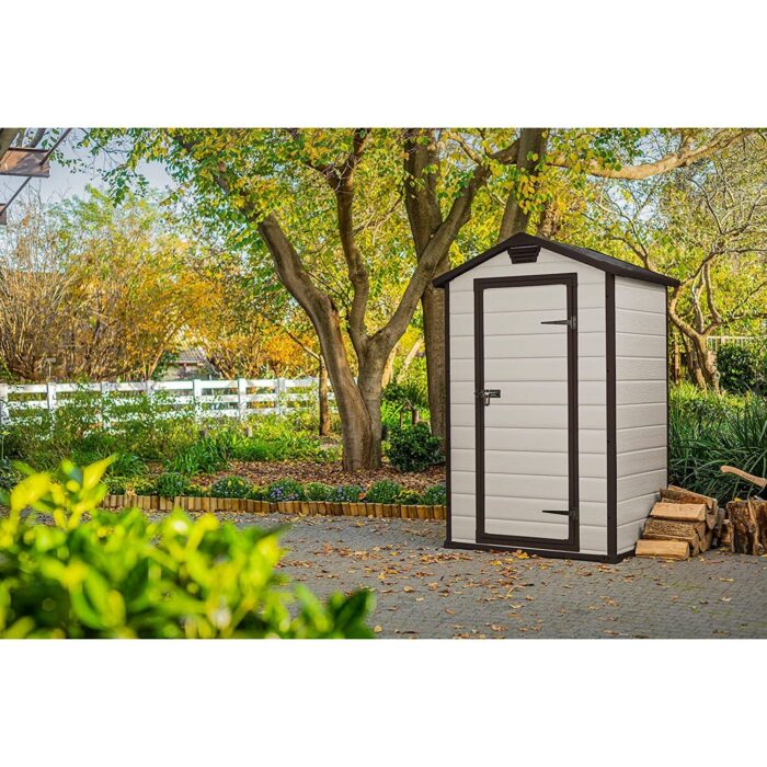 Keter 4′ x 3′ Manor Plastic Garden Storage Shed – Beige-oakleysgardenmachine- Free shipping