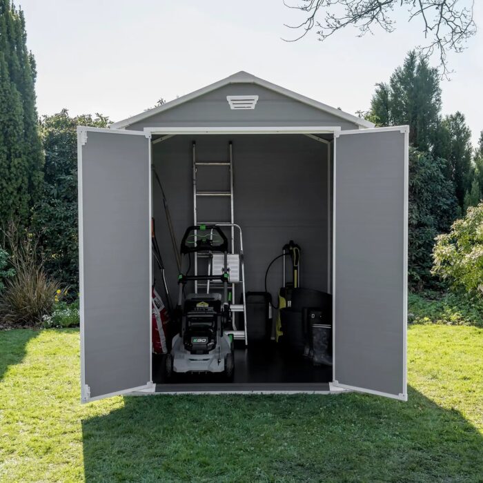 Keter 6′ x 8′ Manor Plastic Garden Storage Shed – Grey-oakleysgardenmachine- Free shipping