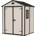 Keter 6′ x 5′ Manor Plastic Garden Storage Shed – Beige-oakleysgardenmachine- Free shipping