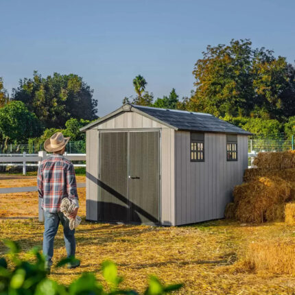 Keter 7.5′ x 13′ Oakland Heavy Duty Plastic Shed – Grey-oakleysgardenmachine- Free shipping