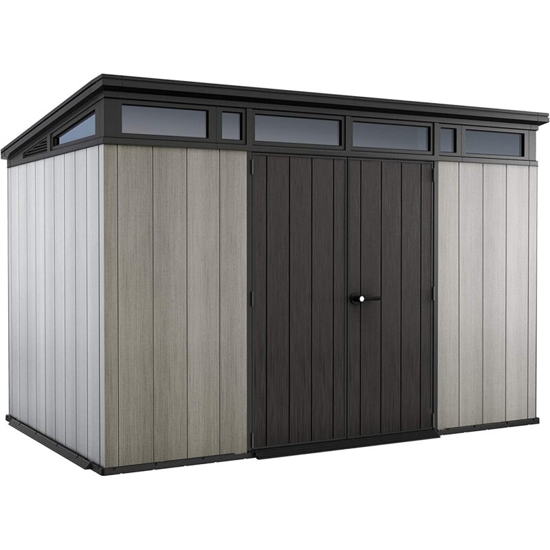 Keter 11’x 7′ Artisan Heavy Duty Plastic Pent Shed – Grey-oakleysgardenmachine- Free shipping