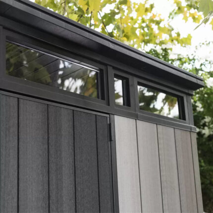 Keter 9’x 7′ Artisan Heavy Duty Plastic Pent Shed – Grey-oakleysgardenmachine- Free shipping