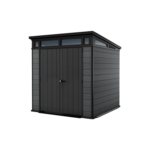 Keter 7’x 7′ Cortina Heavy Duty Plastic Pent Shed – Dark Grey-oakleysgardenmachine- Free shipping