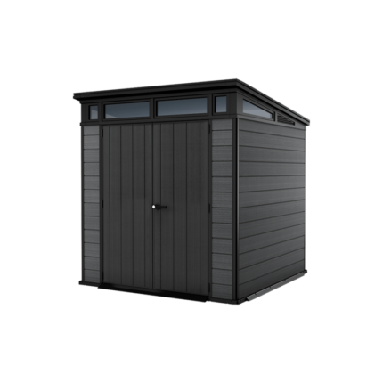 Keter 7’x 7′ Cortina Heavy Duty Plastic Pent Shed – Dark Grey-oakleysgardenmachine- Free shipping