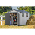 Keter 7.5′ x 11′ Oakland Heavy Duty Plastic Shed – Grey-oakleysgardenmachine- Free shipping