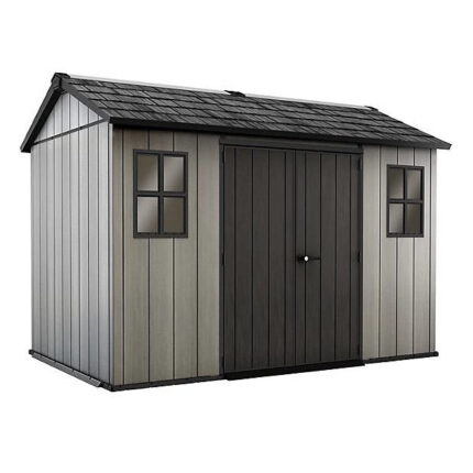 Keter 11’x 7.5′ Oakland Heavy Duty Plastic Shed – Grey Single Entrance-oakleysgardenmachine- Free shipping