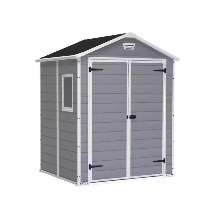 Keter 6′ x 5′ Manor Plastic Garden Storage Shed – Grey-oakleysgardenmachine- Free shipping