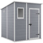 Keter 6′ x 6′ Manor Plastic Pent Garden Storage Shed – Grey-oakleysgardenmachine- Free shipping