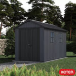 Keter 7.5’x11′ Newton Plus Front Entry Plastic Shed – Dark Grey-oakleysgardenmachine- Free shipping