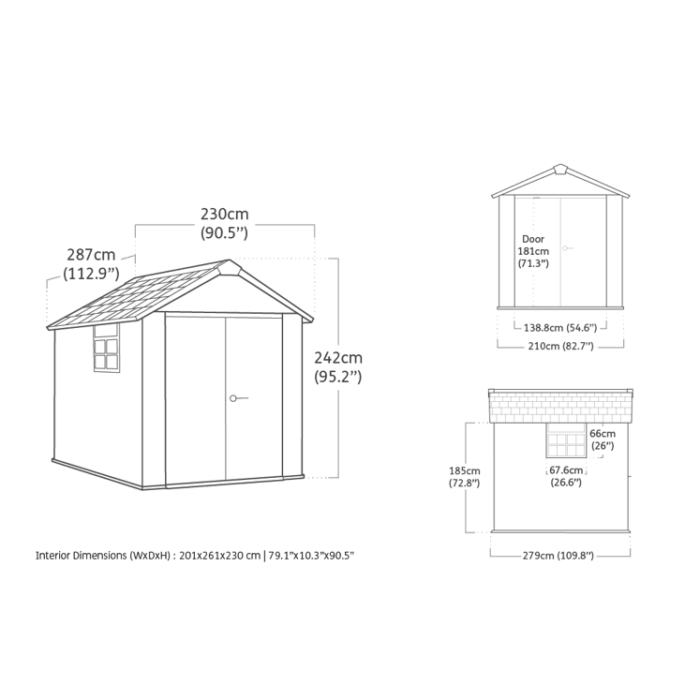 Keter 7.5′ x 9′ Oakland Heavy Duty Plastic Shed – Grey-oakleysgardenmachine- Free shipping