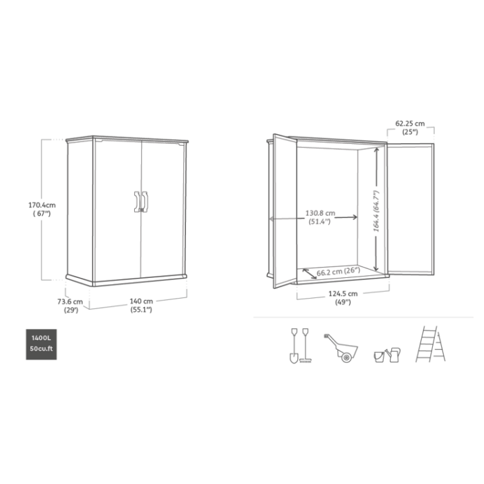 Keter Premier 4′ x 2′ Tall Plastic Storage Unit-oakleysgardenmachine- Free shipping