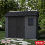 Keter 9’x7.5′ Newton Plus Side Entry Plastic Shed – Dark Grey-oakleysgardenmachine- Free shipping