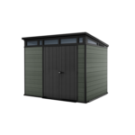 Keter 9’x 7′ Cortina Heavy Duty Plastic Pent Shed – Green-oakleysgardenmachine- Free shipping