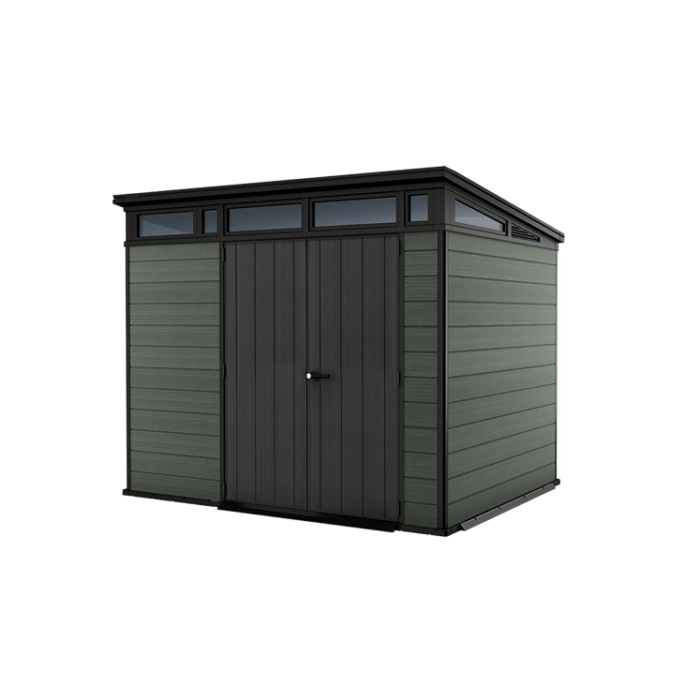 Keter 9’x 7′ Cortina Heavy Duty Plastic Pent Shed – Green-oakleysgardenmachine- Free shipping