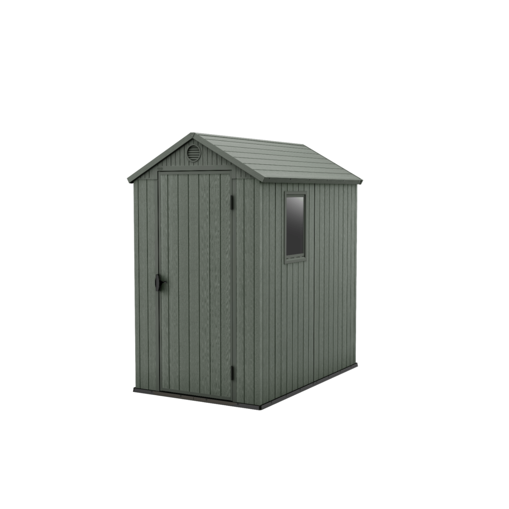 Keter 4’x6′ Darwin Heavy Duty Plastic Garden Shed – Green-oakleysgardenmachine- Free shipping