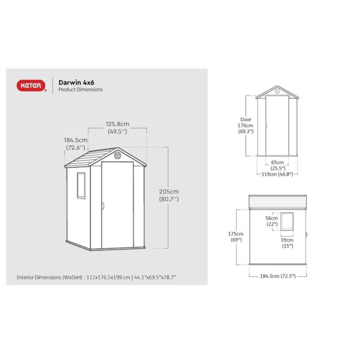 Keter 4’x6′ Darwin Heavy Duty Plastic Garden Shed – Green-oakleysgardenmachine- Free shipping